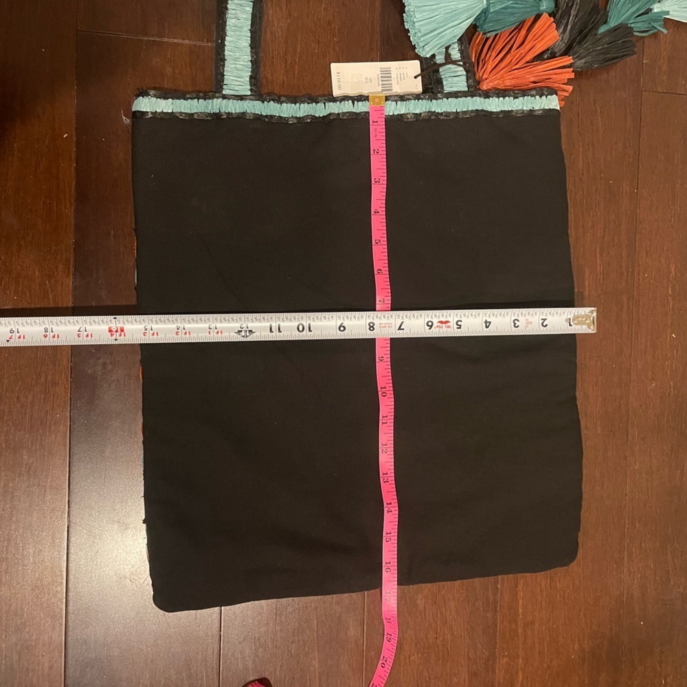 NWT ANTHROPOLOGIE Colorful Geometric Tote Bag with raffia embellishments - Picture 3 of 6